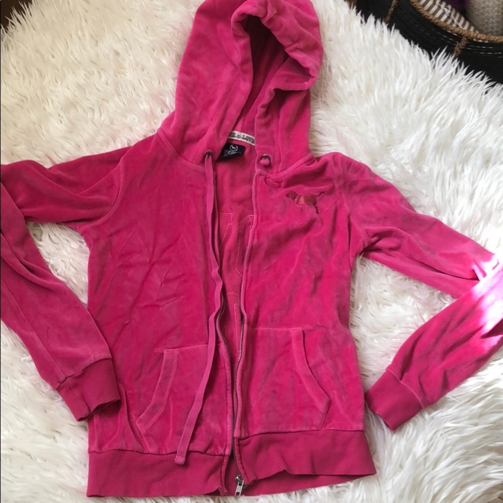 Pink Victoria’s Secret hoodie zip up with sequins